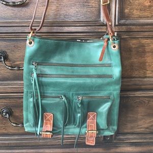 Green multi zip pocket purse